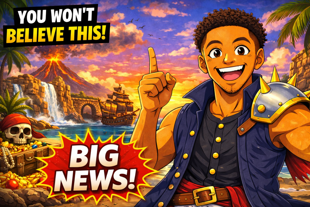 Anime style pirate character reacting to big grading news update in the card grading and collectibles market. PSA Modern Sports Special