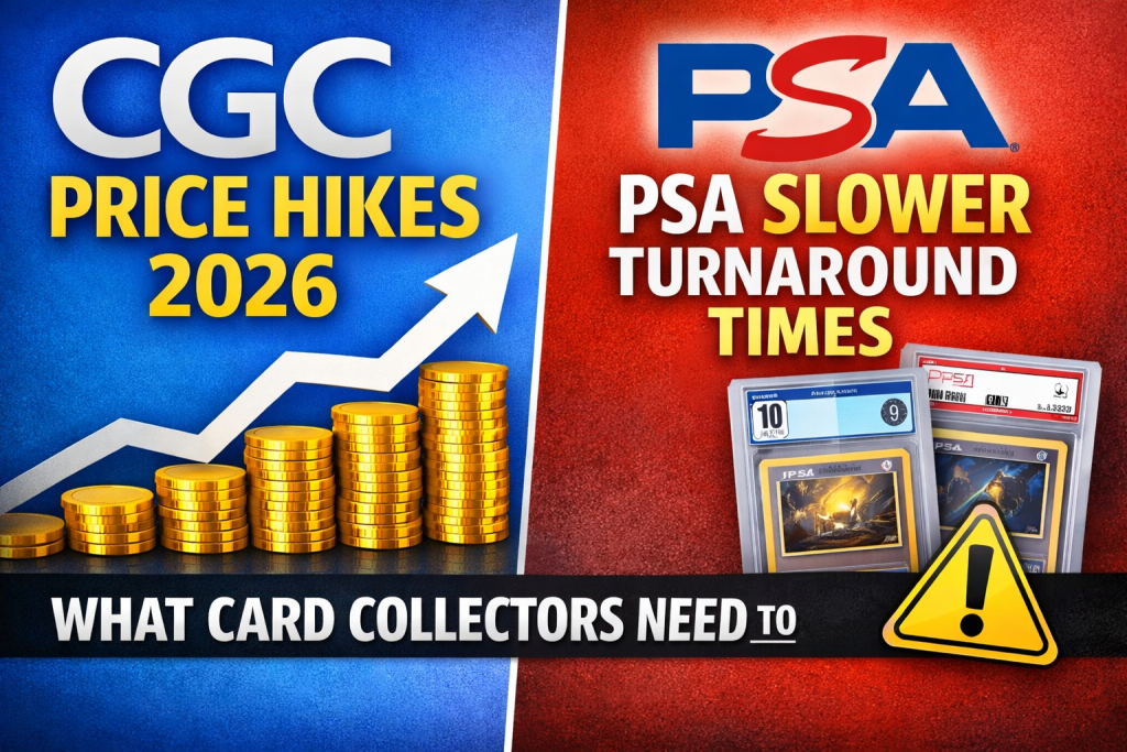 PSA turnaround time changes chart with CGC price hikes overlay