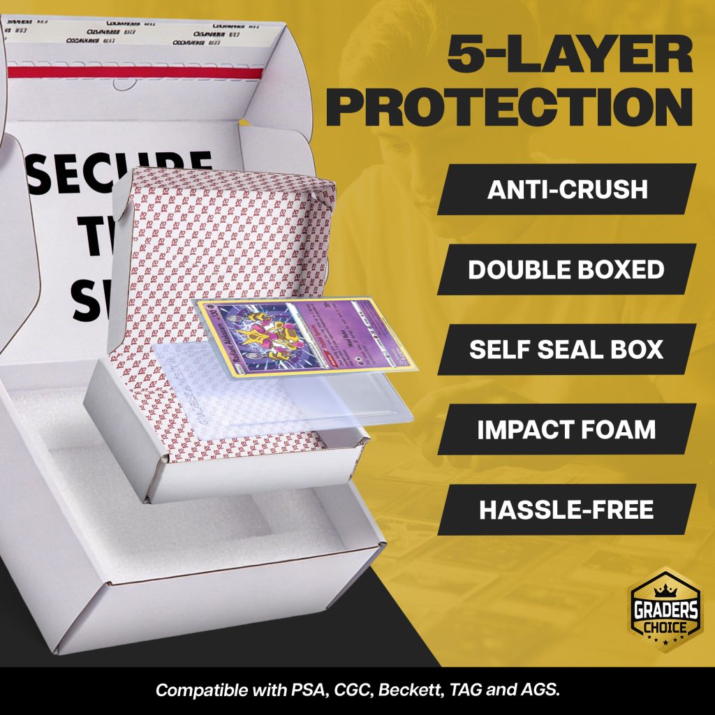 card grading submission kit with protective packaging layers anti crush double boxed impact foam
